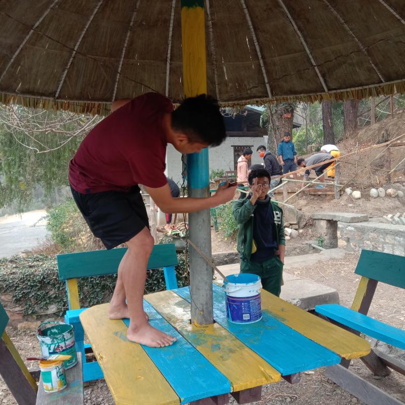 Beautification in college campus-college of natural resources,punakha dzongkhag