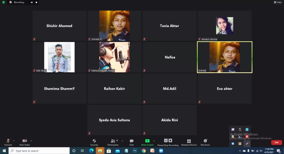Messangers of peace রিং ব্যাজ  অর্জন প্রসঙ্গে ঢাকা পলিটেকনিক ইনস্টিটিউট রোভার স্কাউটস কর্তৃক আয়োজিত অনলাইন জুম মিটিং  