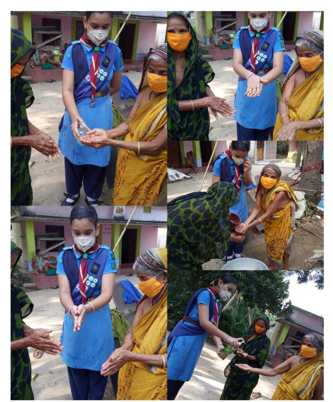 GIVING KNOWLEDGE ABOUT HAND WASH OF OUR VILLAGE OLDERS