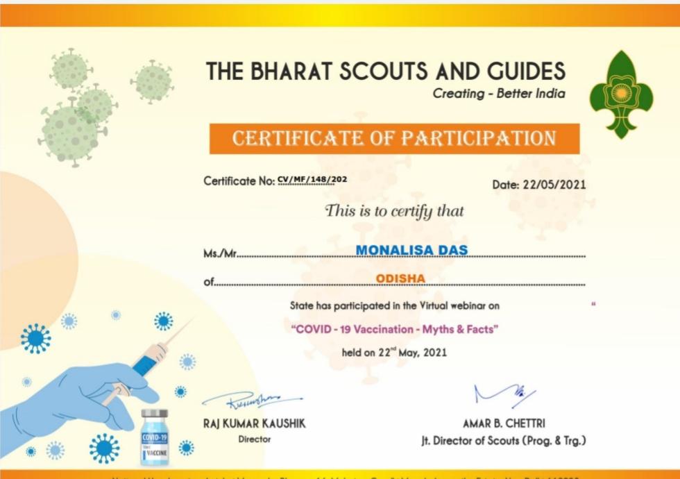 covid19 vaccination myths and facts organised by BSGNHQ Monalisa Das