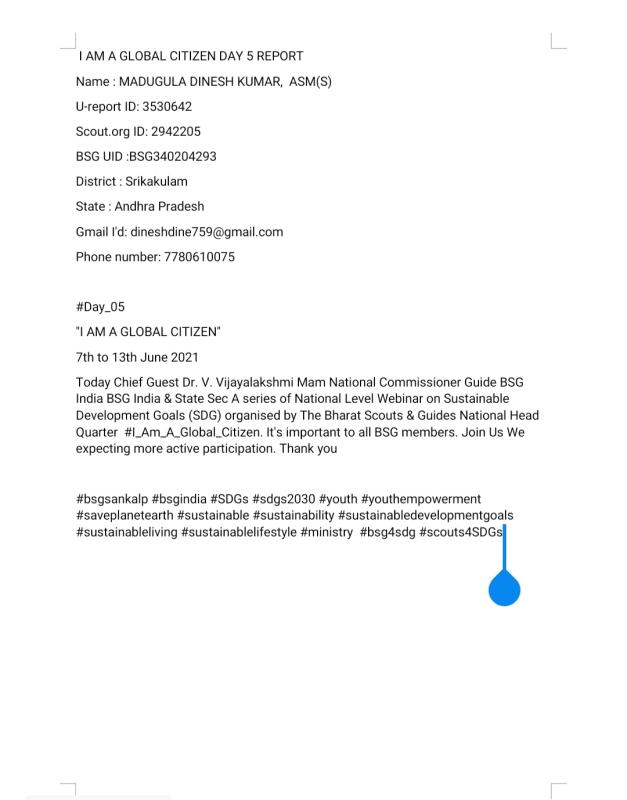 I am global citizen day 5 report