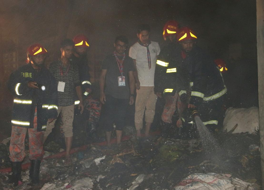 Scout members helped to get out of the fire