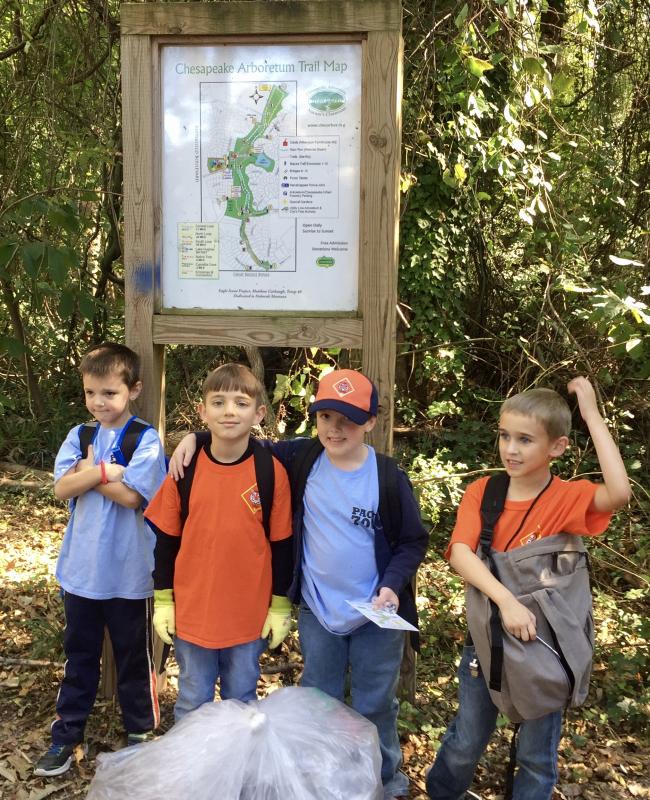 Chesapeake Arboretem Trash Cleanup project for Messengers of Peace