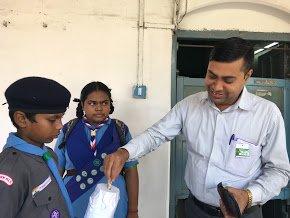 Flag day sticker distribution & Fund raising