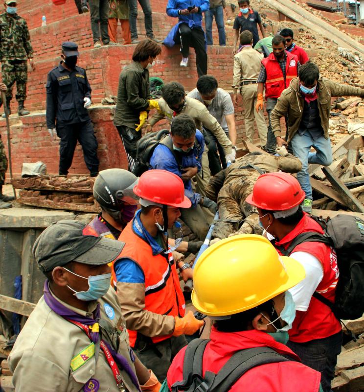 Scouts in action in earthquake