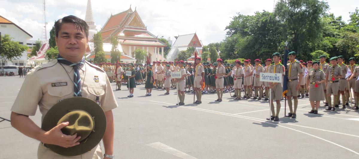Final round of scout marching competition for being a representative of Bangkok Province (Jun 17, 2017)