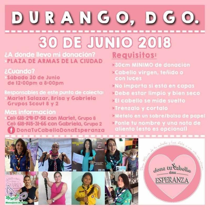 "Dona tu cabello, dona esperanza Durango 2018"