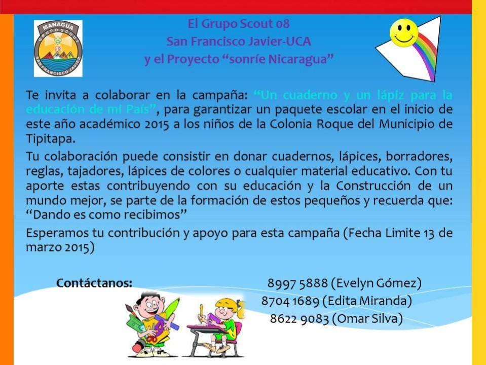 Un cuaderno y un lápiz por la educación de mi país.