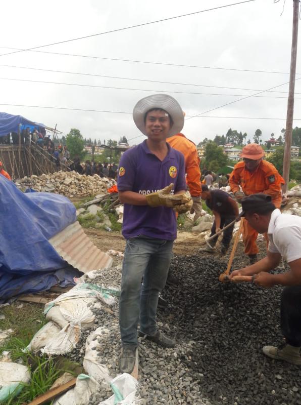 CBS Volunteers in construction of Chorten/Stupa