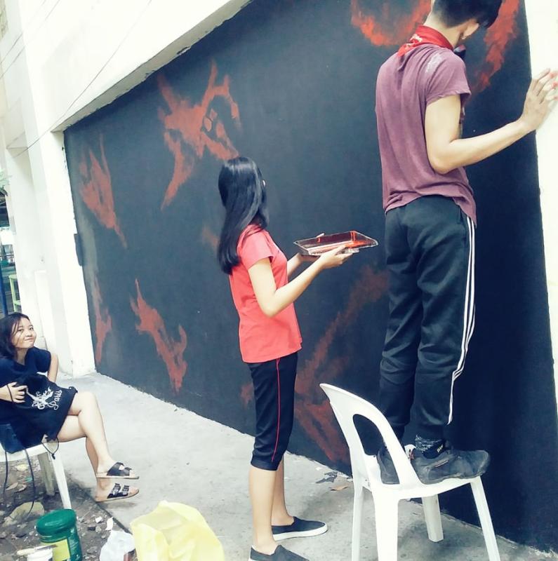 Day #3 Start Of Painting Mural SWA Entry Of Caloocan High School Senior Scouts