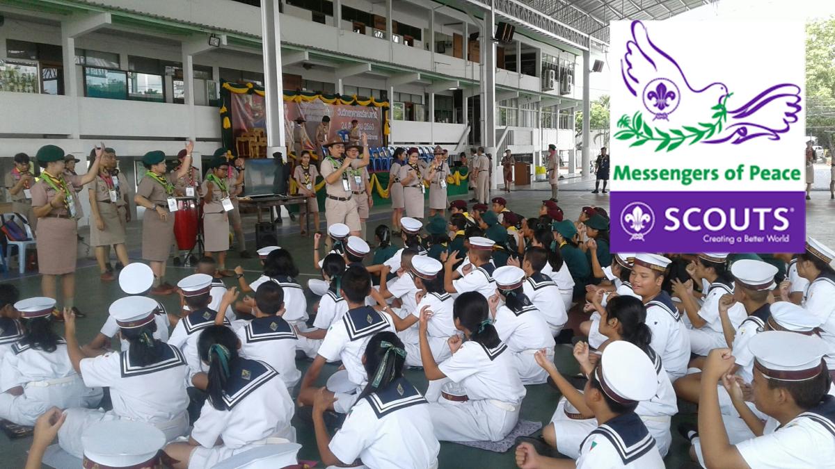 Messenger of Peace Actitivies for Sea-scout and Boy scout of Thep Sirin School, Samut Prakarn Province, Thailand.