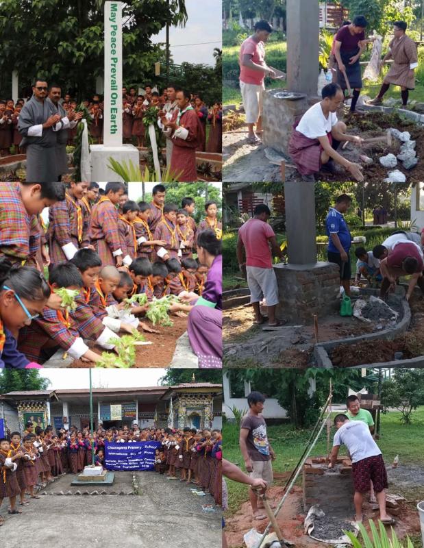 Observation of International Day of Peace, with the installation of Peace Pole at Chuzagang Primary School, Sarpang, Bhutan