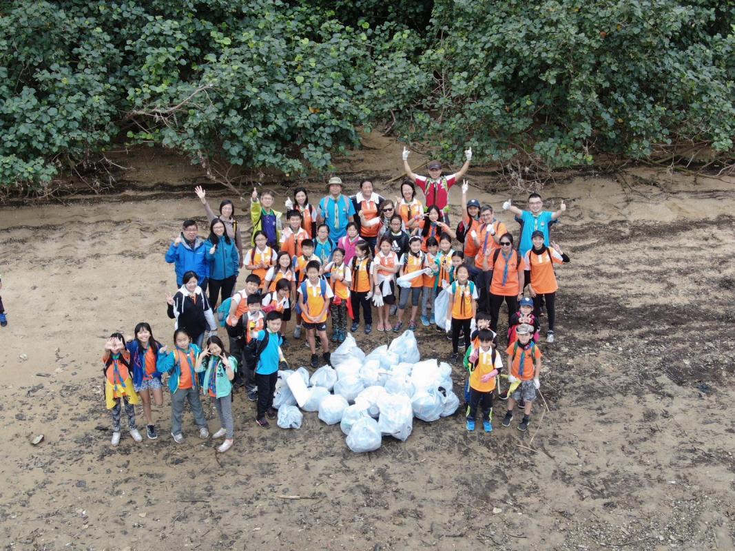 Beach cleaning up at Starfish Bay in Wu Kai Sha, Hong Kong