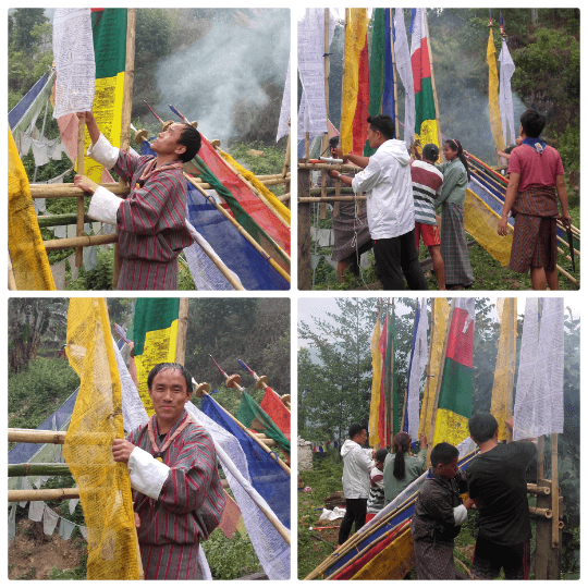 Furling of prayer flags for all sentient beings 