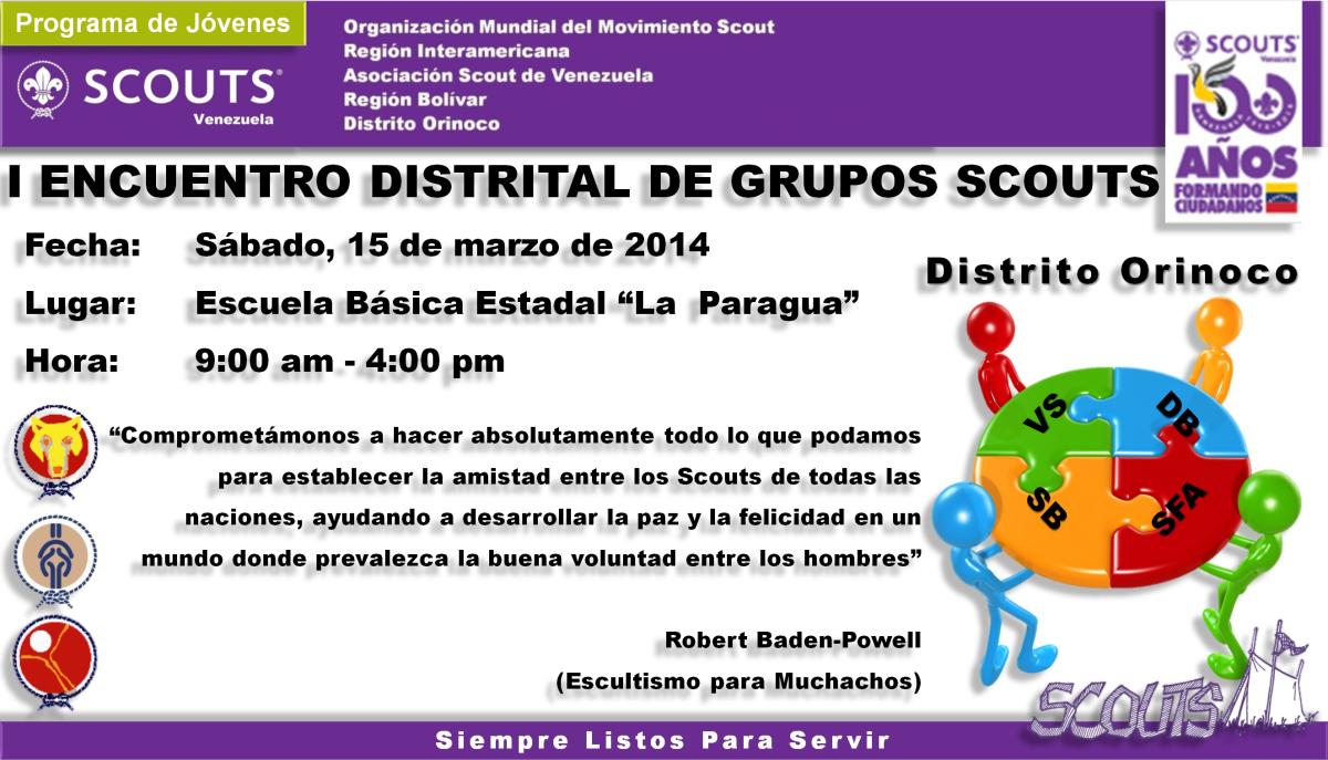 I Encuentro Distrital de Grupos Scouts - Distrito Orinoco, Región Bolivar, Venezuela.