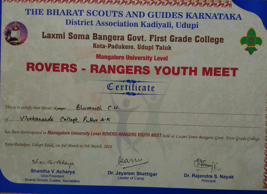 Manglore University Level Youth Meet Camp
