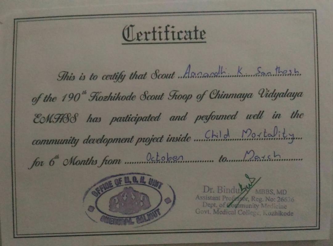Reduce Child Mortality (6 month Community Development Project)