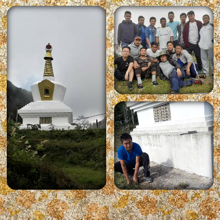 White-washing Chortens at Darachu.