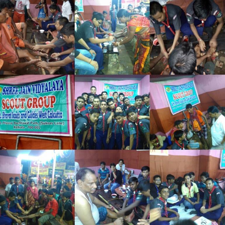 Making a better world scouts giving their services overnight in Tarkeshwar. 