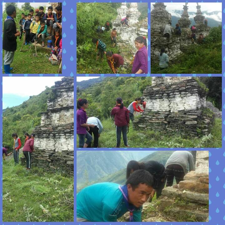 cleaning of chortens /community service