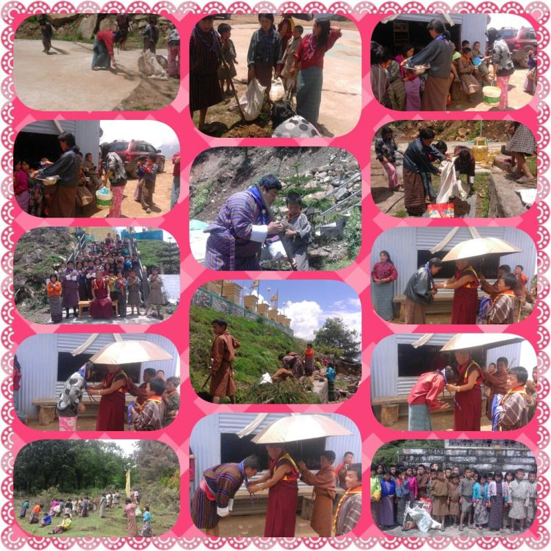 cleaning campaign and planting around the dordhen chorten