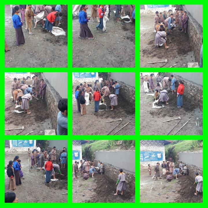 helps in constructing the wall beside assembly ground by senior cubs