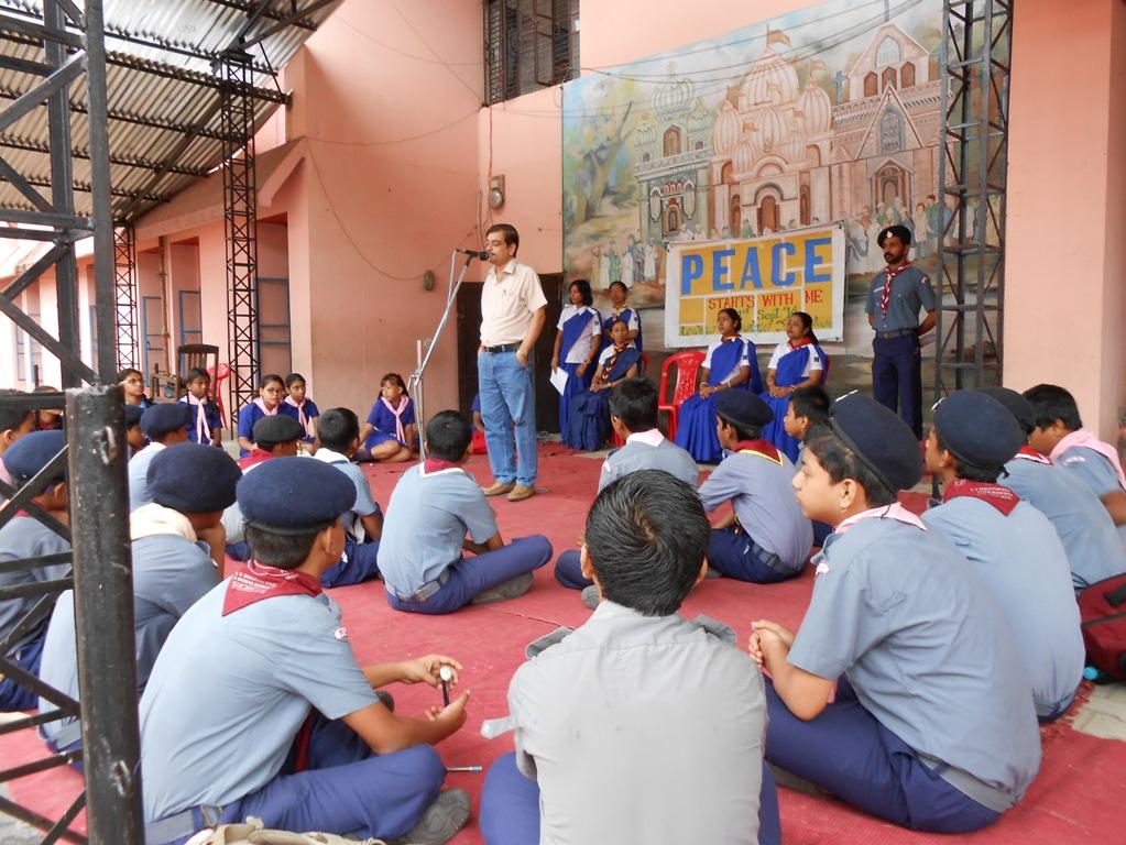 Message of peace celebration by scout and guides of K V Silchar