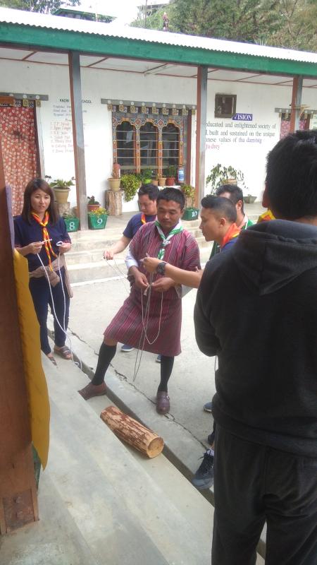  hand on experience in nine basic ropes to scout leaders of 14 schools of Tsirang Dzongkhag 