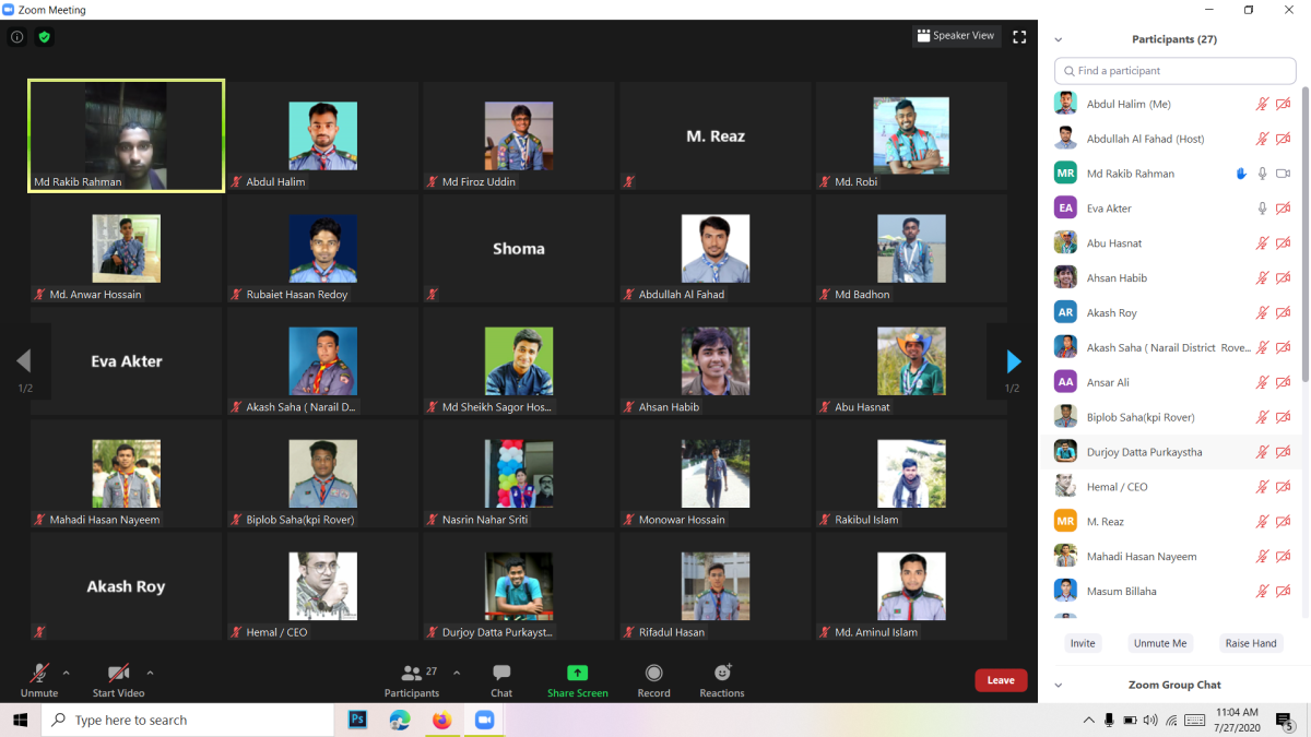 Online Virtual Cru-metting Rangpur District Rover Scout