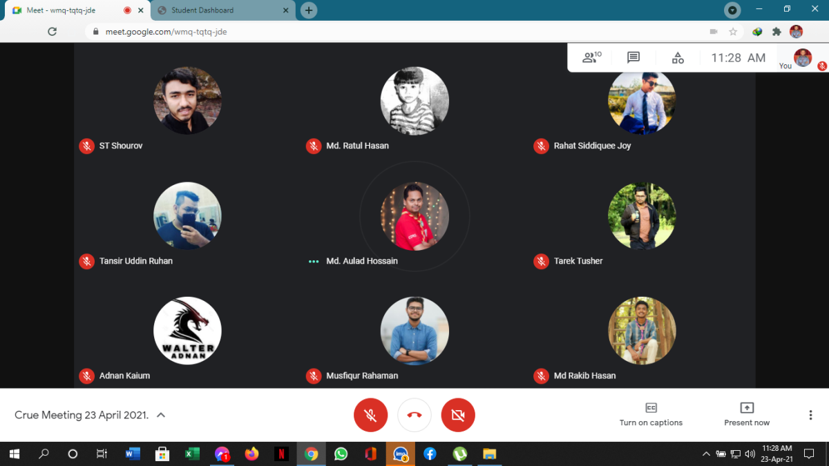 নিয়মিত ক্রু মিটিং ২৩ এপ্রিল ২০২১.