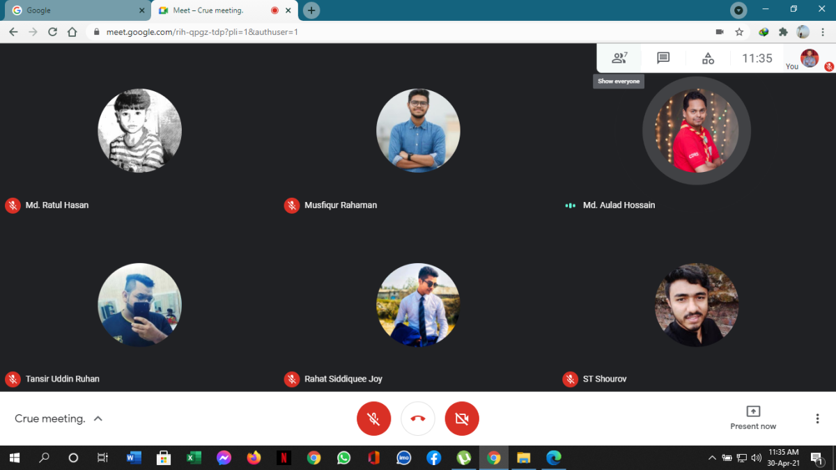 নিয়মিত ক্রু মিটিং ৩০ এপ্রিল ২০২১