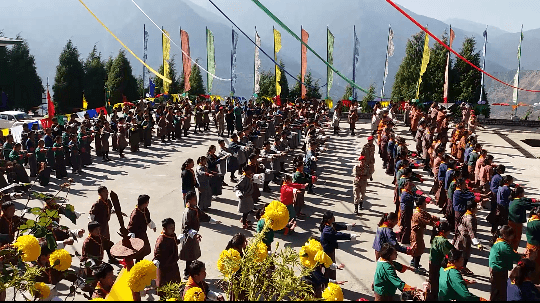 Morning excercise with areobic and drill during regional camp,Bhutan