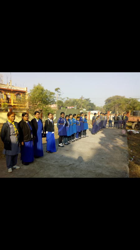 Service scout in group camp