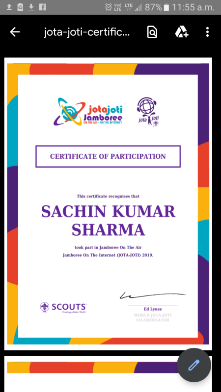 my jota-joti certificate 