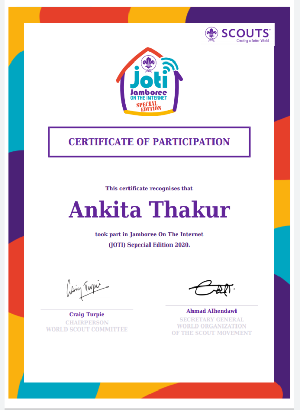Project Sankalp(D) Digital Scouting Guiding (1) Challenge - #Special JOTI, 3-5 April 2020 
