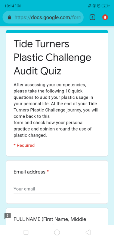 Tide Turners Plastic Challenge: Plastic Audit Quiz