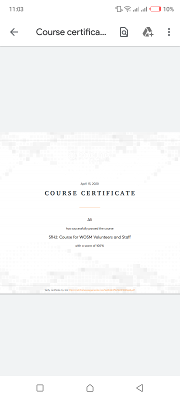 course for wosm volunteer and staff