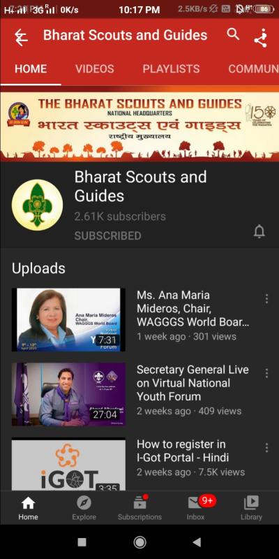 SANKALP PROJECT -(D) Digital Scouting Guiding -Challenge (4):-#YouTube Channel Of BSG india