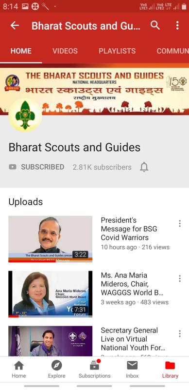 CHALLENGE D:- DIGITAL SCOUTING GUIDING :-Challenge 4-# YouTube channel of BSG
