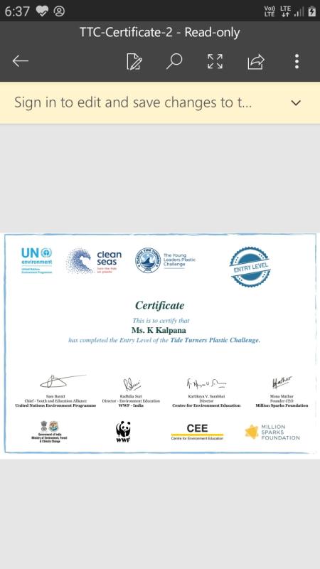 SANKALP PROJECT [B] Environment and sustainability Challenge-2 plastic Tide Turners Challenge Bsg udupi Karnataka state inda 