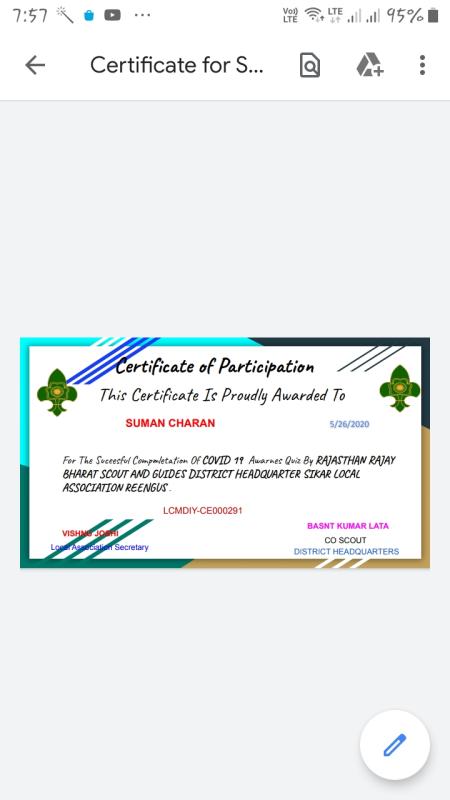 COVID 19 AWARENESS QUIZ BY SCOUT GUIDE D.H.Q SIKAR