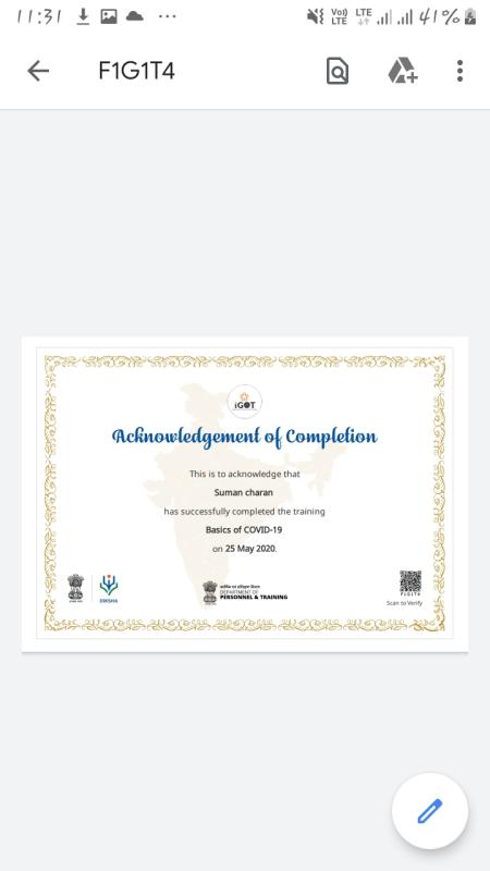 igot Basics of covid 19 trening completed