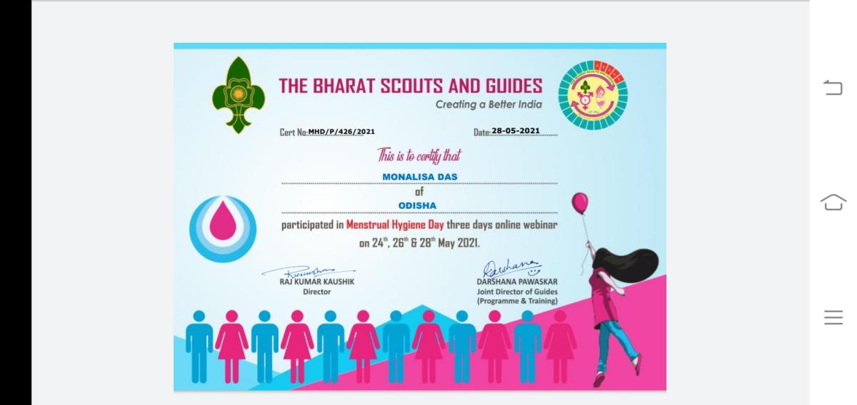 Menstrual hygiene day celebration, ##BSGindia Monalisa Das 