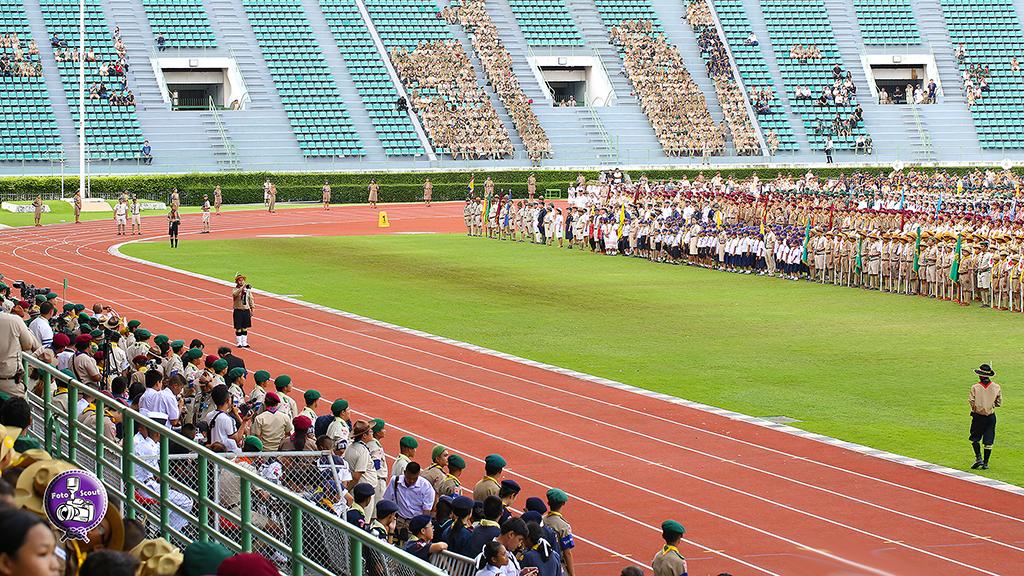 Thai scouts parade at Supachalasai National Stadium.Thailand July 1, 2017