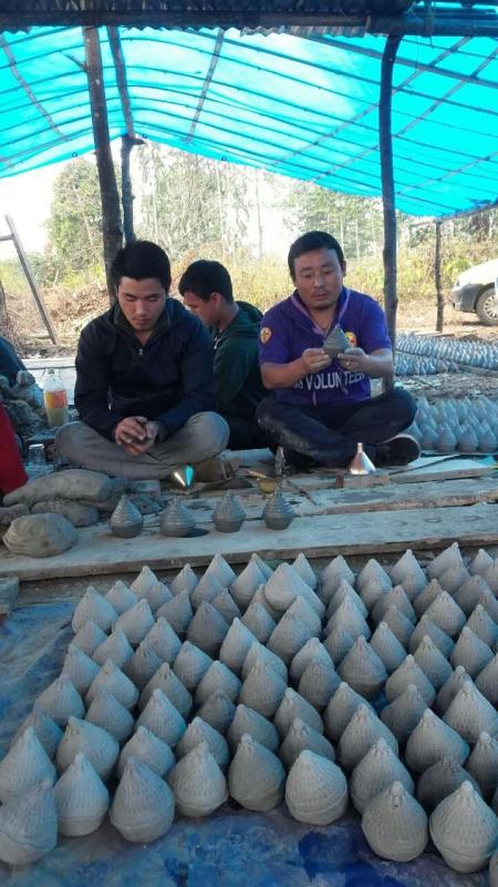 Making tsa tsa(stupa)