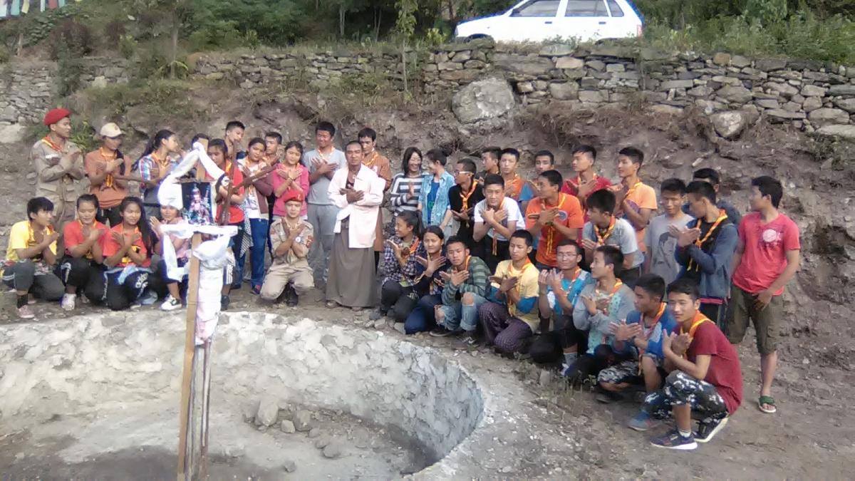 Construction of Guru's statue in Hurung, under Mongar Dzongkhag.