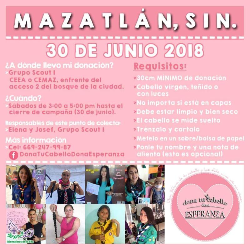 Dona tu cabello, dona esperanza Mazatlán 2018.