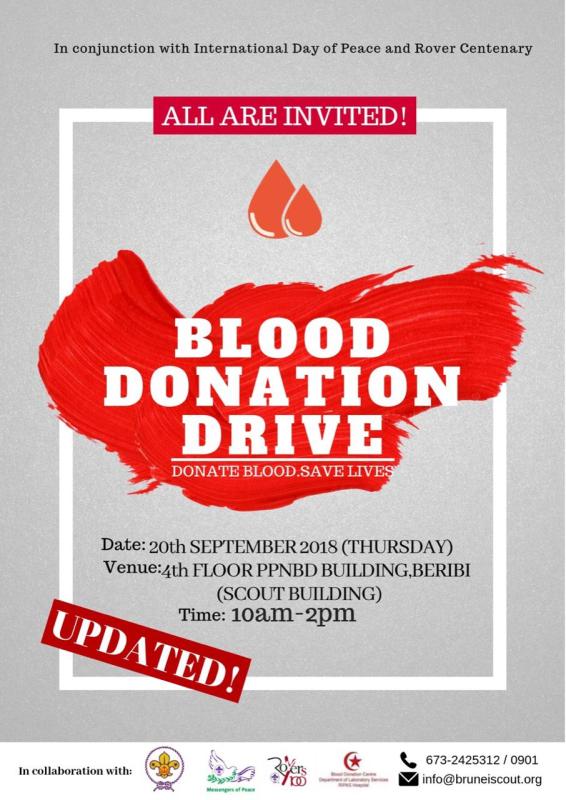 BLOOD DONATION DRIVE IN CONJUNCTION WITH INTERNATIONAL DAY OF PEACE AND ROVER CENTENARY