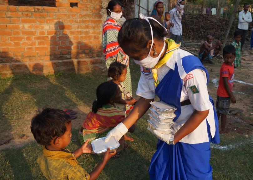 Distributing Cooked Food Packets at Bagbud Village of Bargaon Block, Sundargarh, Odisha