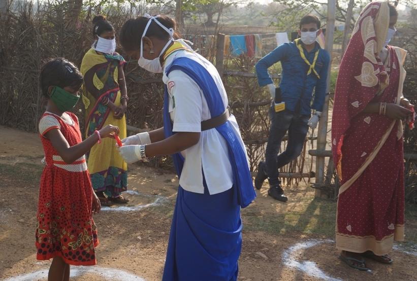 Hand wash demonstration and sanitizers distribution 